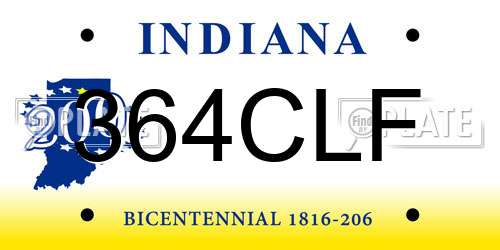 364CLF Indiana License Plate