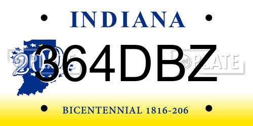 364DBZ Indiana License Plate