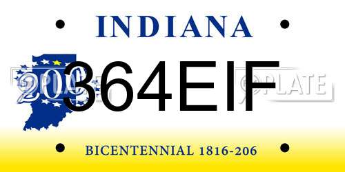 364EIF Indiana License Plate