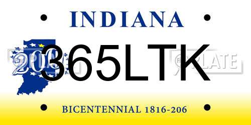 365LTK Indiana License Plate