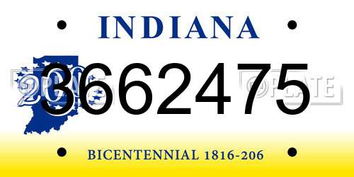 3662475 Indiana License Plate