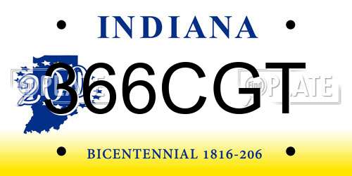 366CGT Indiana License Plate