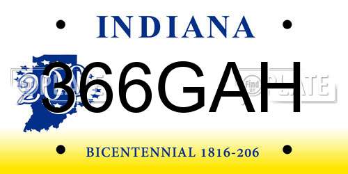 366GAH Indiana License Plate