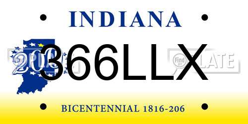 366LLX Indiana License Plate