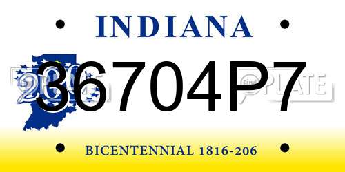 36704P7 Indiana License Plate
