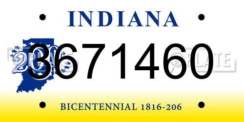 3671460 Indiana License Plate