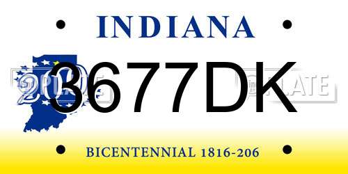 3677DK Indiana License Plate