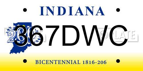 367DWC Indiana License Plate