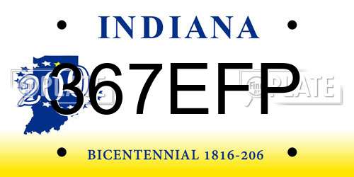 367EFP Indiana License Plate