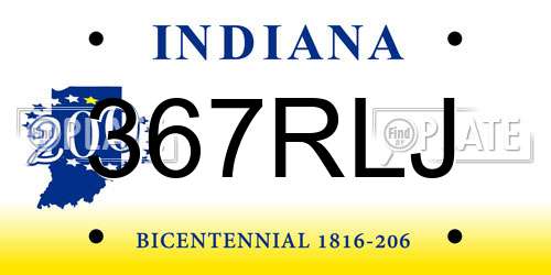 367RLJ Indiana License Plate