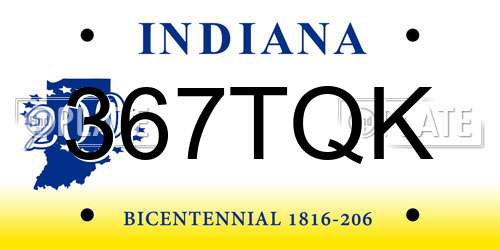 367TQK Indiana License Plate