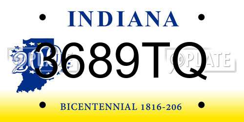 3689TQ Indiana License Plate