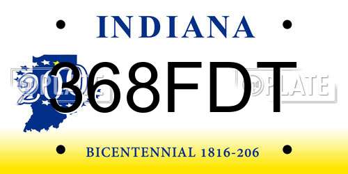 368FDT Indiana License Plate