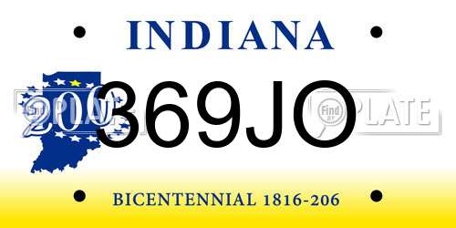 369JO Indiana License Plate