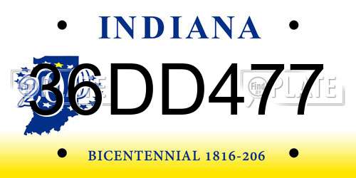 36DD477 Indiana License Plate