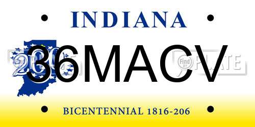 36MACV Indiana License Plate