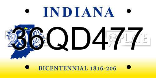 36QD477 Indiana License Plate