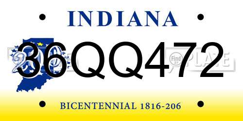 36QQ472 Indiana License Plate