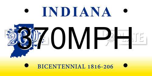 370MPH Indiana License Plate