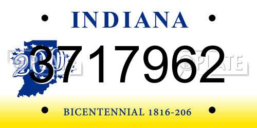 3717962 Indiana License Plate