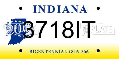 3718IT Indiana License Plate