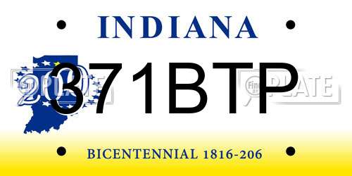 371BTP Indiana License Plate