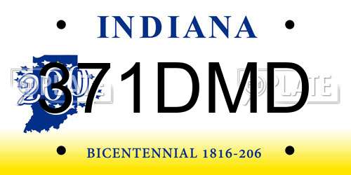 371DMD Indiana License Plate