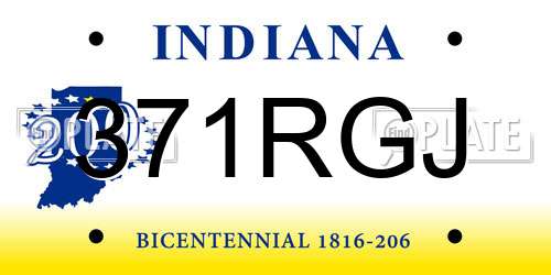 371RGJ Indiana License Plate