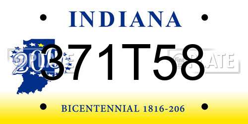 371T58 Indiana License Plate