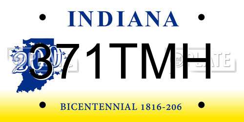 371TMH Indiana License Plate