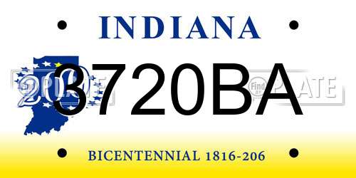 3720BA Indiana License Plate