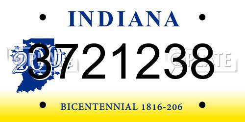 3721238 Indiana License Plate