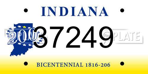 37249 Indiana License Plate