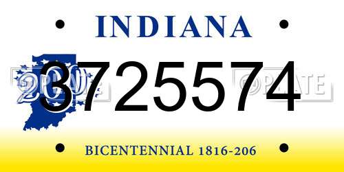 3725574 Indiana License Plate