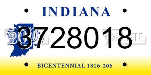 3728018 Indiana License Plate