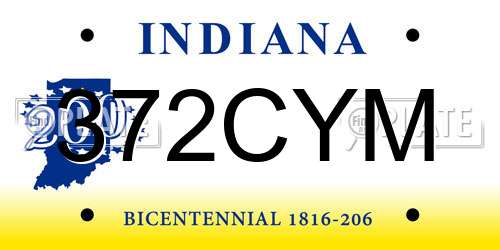 372CYM Indiana License Plate