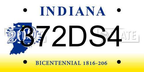 372DS4 Indiana License Plate