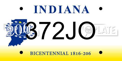 372JO Indiana License Plate