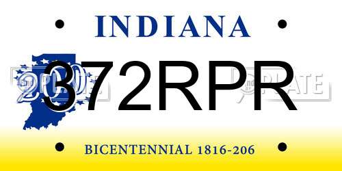 372RPR Indiana License Plate