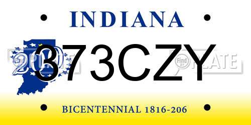 373CZY Indiana License Plate