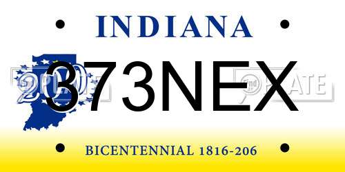 373NEX Indiana License Plate