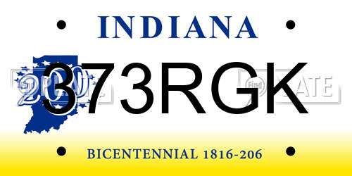 373RGK Indiana License Plate