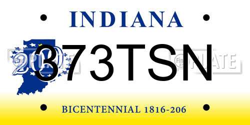 373TSN Indiana License Plate