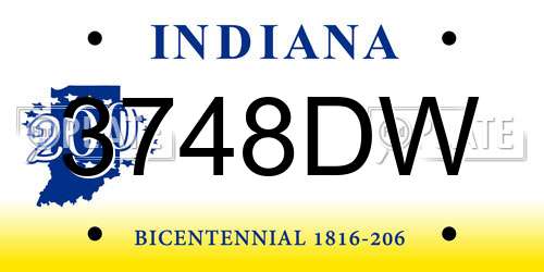 3748DW Indiana License Plate
