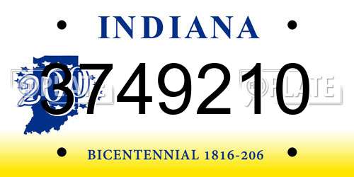 3749210 Indiana License Plate