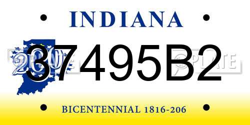37495B2 Indiana License Plate