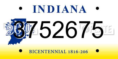 3752675 Indiana License Plate