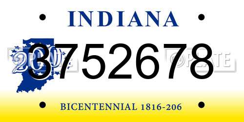 3752678 Indiana License Plate