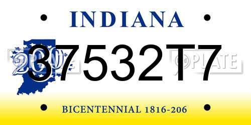 37532T7 Indiana License Plate