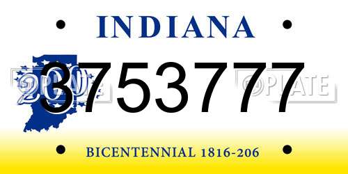 3753777 Indiana License Plate